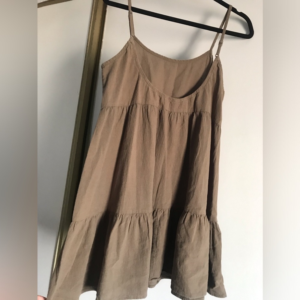 Kids Sleeveless Spaghetti-Strap Tiered Dress - Tan